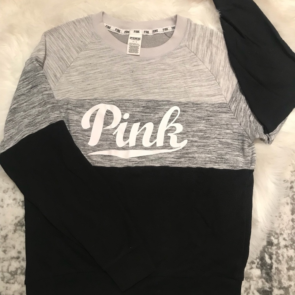 PINK oversized sweatshirt. Multi tone gray black